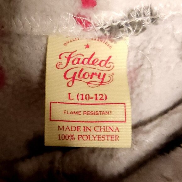 Faded Glory Girls Grey Paw Print Fleece Pants Large - Picture 6 of 6